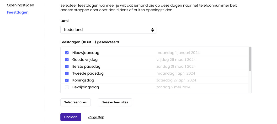 Feestdagen instellen Verbonden VOIP